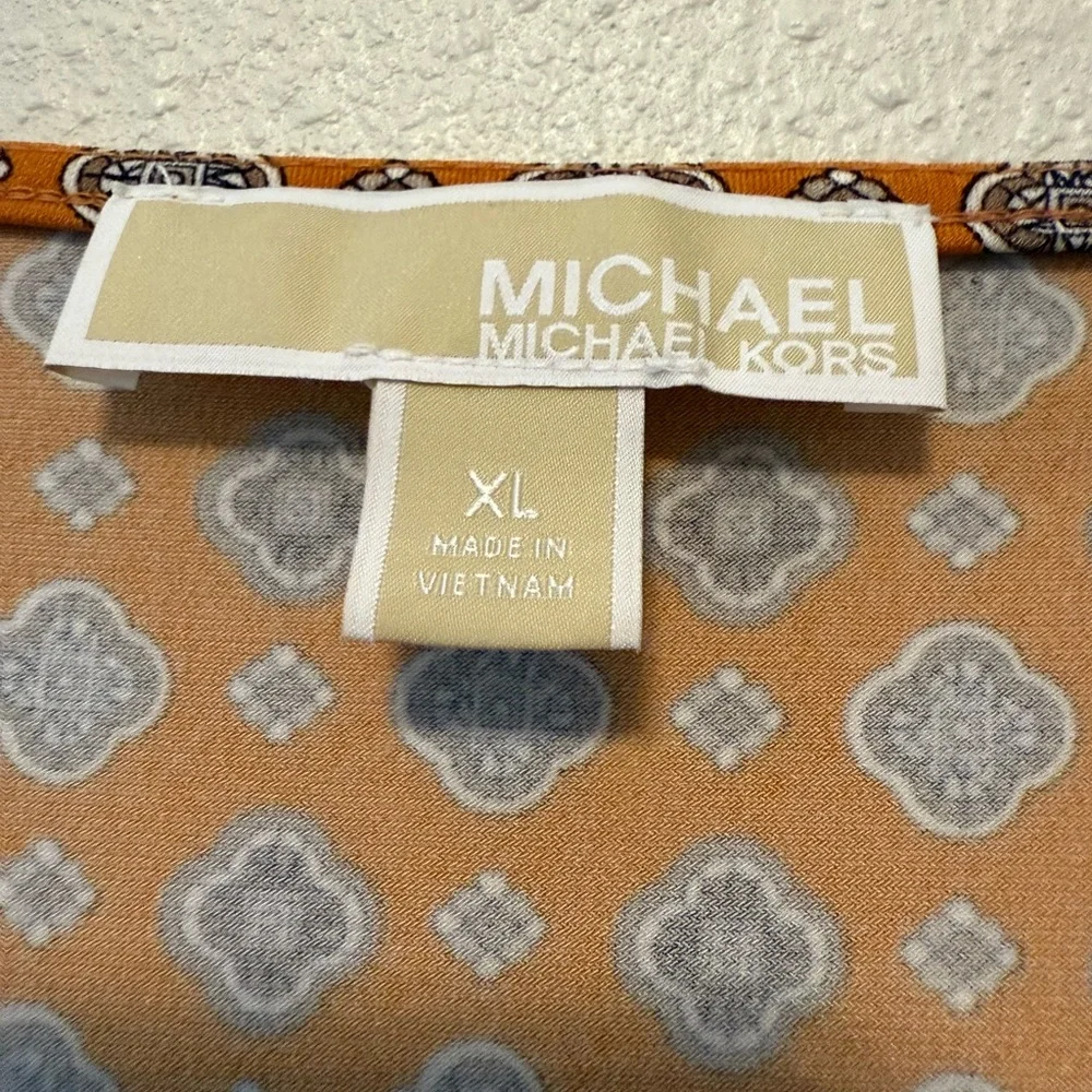 Michael Kors Golden Yellow Draped Short Sleeve Blouse XL